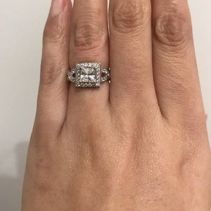 New silver emerald cut engagement ring